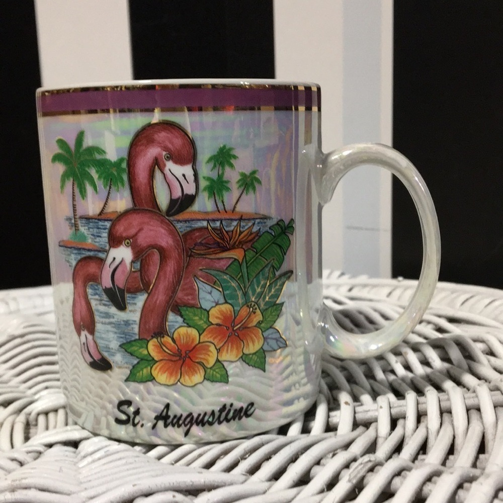 St. Augustine ,Florida Vintage Tourist Souvenir Ceramic Mug Pink Flamingo - Picture 16 of 17